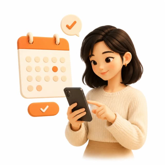 납부 일정을 확인하는 고객 일러스트
